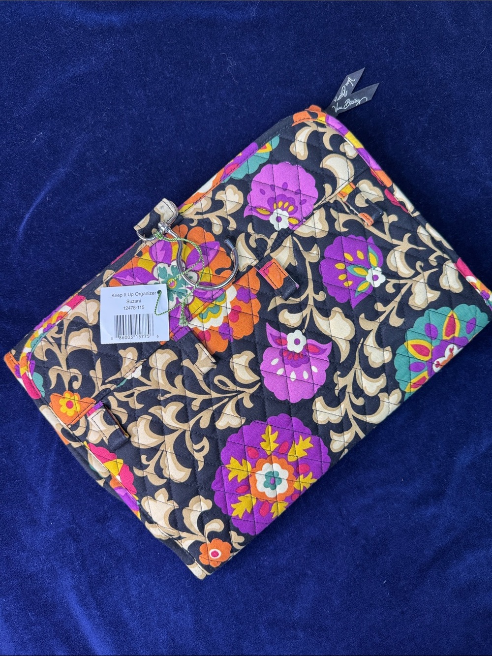Vera Bradley Quilted Suzani Organizer Pouch - Black Floral